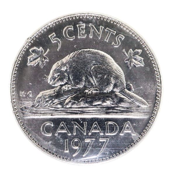 1977 Canada 5 Cents. MS-65. High 7. ICCS.