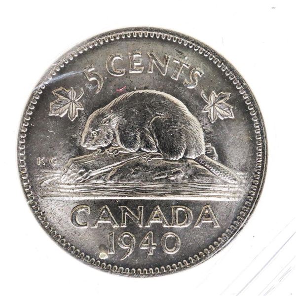 1940 Canada 5 Cents. MS-63. ICCS.