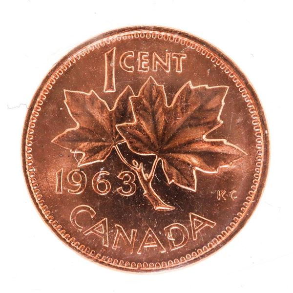 1963 Canada 1 Cent. MS-64. Red. ICCS.
