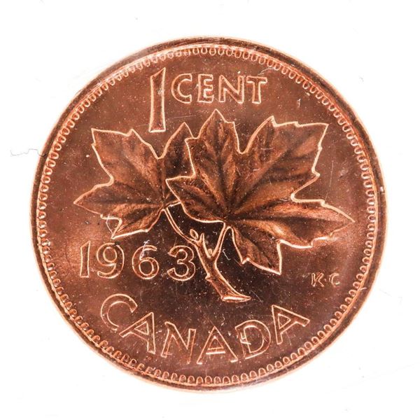 1963 Canada 1 Cent. MS-64. Red. ICCS.