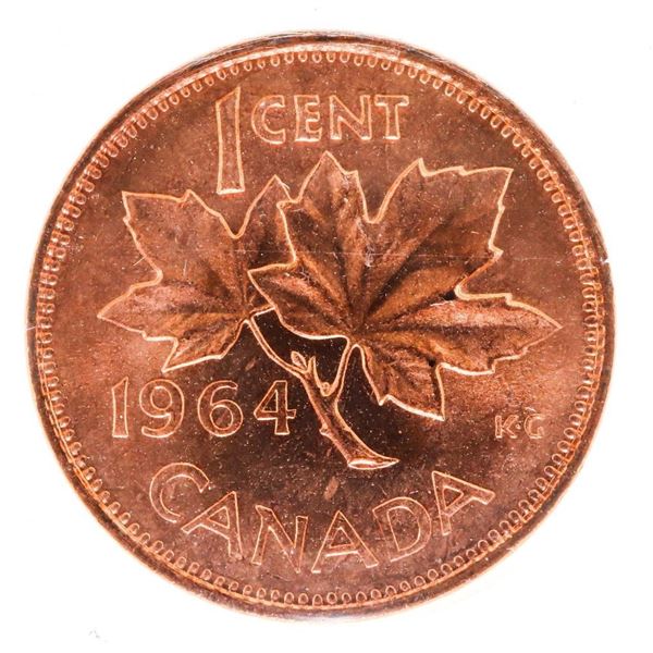 1964 Canada 1 Cent. MS65. Red. ICCS.