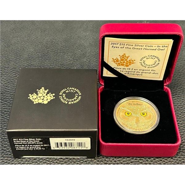 Pure Silver Glow-in-the-Dark Coin - In The Eyes Of The Great Horned Owl - Mintage: 6,500 (2017)
