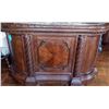 Image 2 : Hard Wood Bar with Marble Top & Carved Accent Edge 67w x 20d x 42h Contents Not Included