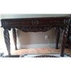 Image 1 : Beautiful Front Entry Hard Wood Table w/two drawers  One of a Kind Carved Designs