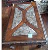 Image 1 : Unique Hard Wood Carved Design Coffee Table w/ Marble Inlay  Solid Wood  Like New