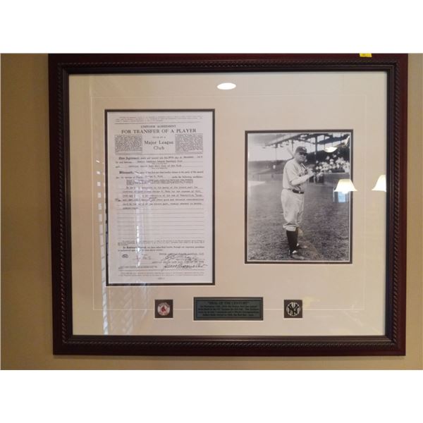 Babe Ruth Copy of Transfer Framed Memoribilia 27w x23h