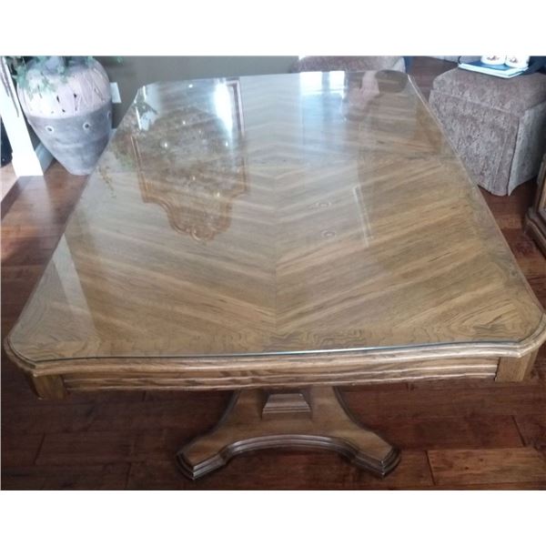 Wooden w/glass top 63w x 42d x 30h Two Leaves included