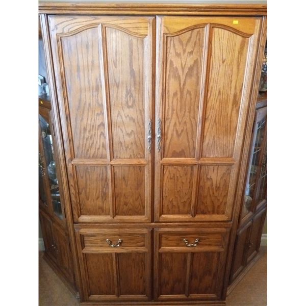 Large Wooden T.V. Cabinet w/ Vintage T.V.'s  42w x 24d x70h