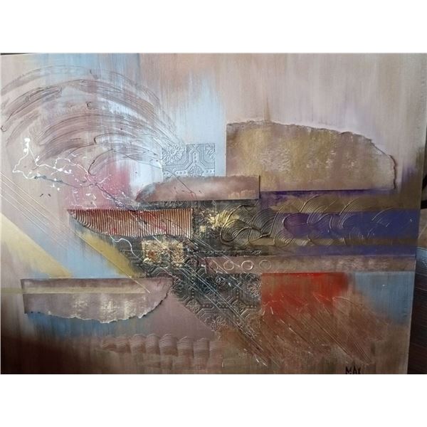 Unique Modern Art On Canvas Wall Hanging ( Artist Unknown Purchased At Furniture Store) 50x40