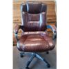 Image 1 : Brown Leather Office Chair On Wheels 47" tall