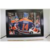 Image 1 : *Edmonton Oilers Framed Canvas with (2) Signatures - 42 1/2" x 32", Cannot Ship