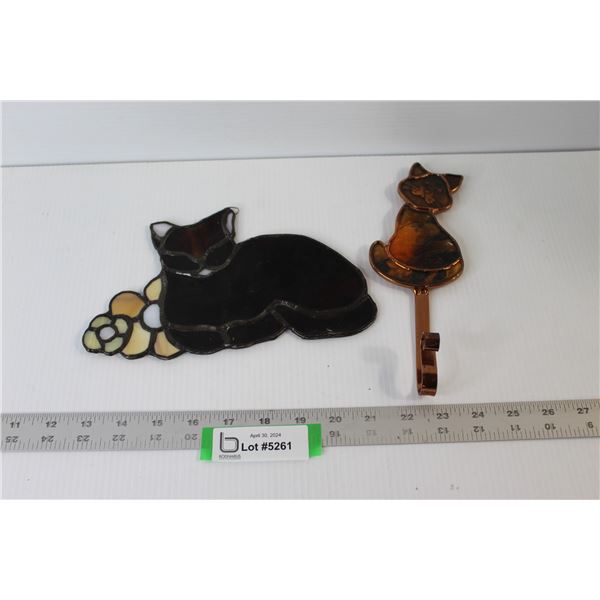 (2) Stained Glass Cat Ornaments