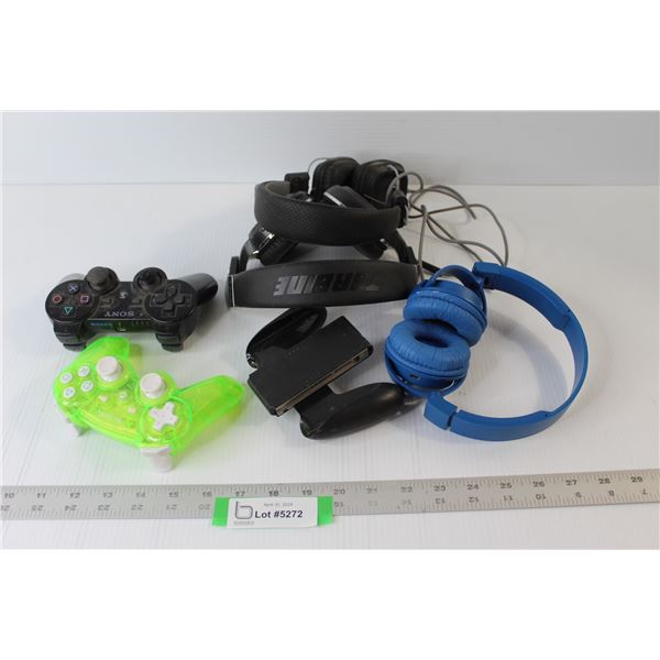 (3) Pairs of Headphones, Electronic Game Controllers