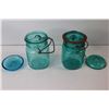 Image 2 : (3) Blue Glass Sealers - Ball Ideal, One Sealer Celebrating USA Bicentennial 1776-1976