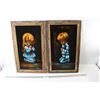 Image 1 : (2) Framed Black Velvet Pictures - Boy and Girl