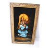 Image 2 : (2) Framed Black Velvet Pictures - Boy and Girl