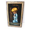 Image 3 : (2) Framed Black Velvet Pictures - Boy and Girl
