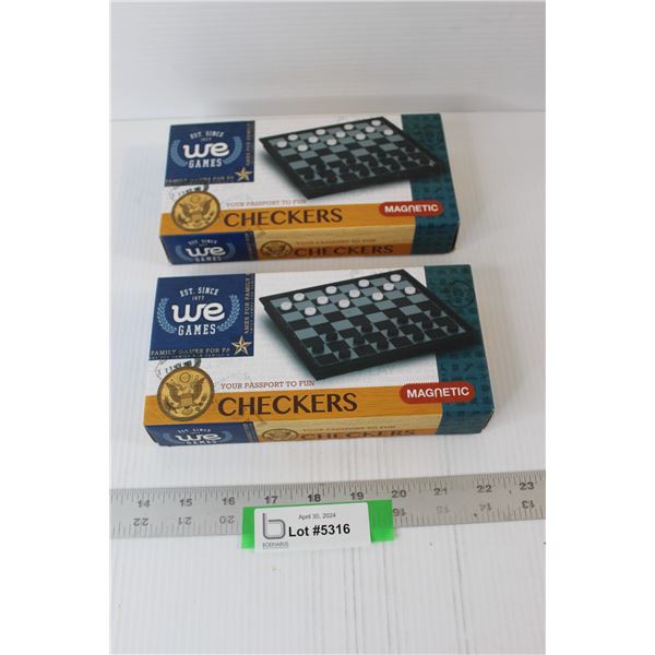 (2) Magnetic Checkers Games - New In Box