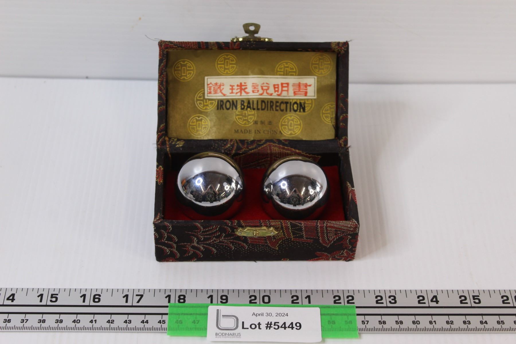 Vintage 1985 Baoding Iron Ball Direction in Case - Bodnarus Auctioneering