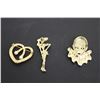 Image 5 : (3) Pierrot Style Clown Brooch; Elegant Lady in Hat Brooch; Gold Tone Tassel Rope Brooch