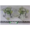 Image 1 : (2) In Box Lime Green Glass & Metal Candle Stands