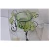 Image 2 : (2) In Box Lime Green Glass & Metal Candle Stands