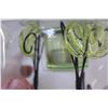 Image 3 : (2) In Box Lime Green Glass & Metal Candle Stands