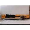 Image 1 : Oriental Katana Style Metal Sword with Stand in Tweed Covered Box 36+" Long Made In China