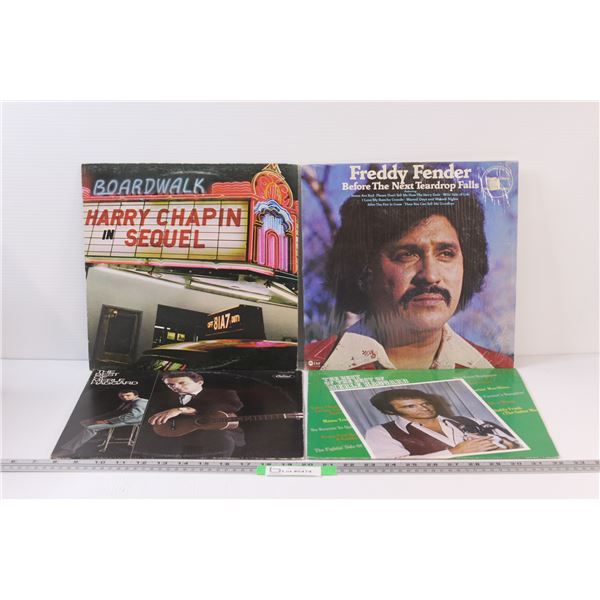 (4) Vinyl LP Records; Harry Chapin; Merle Haggard; Freddy Fender