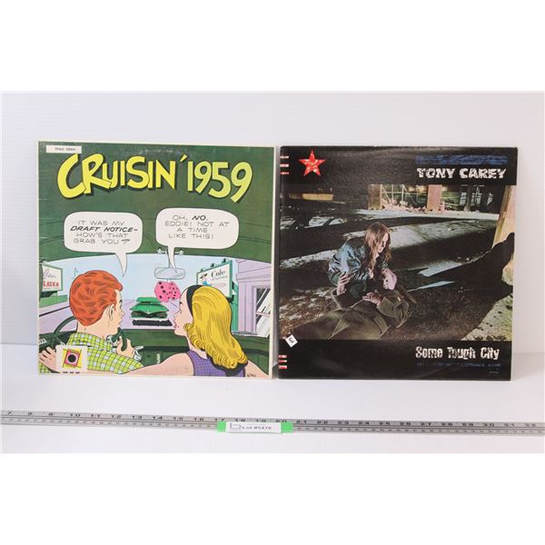 (2) Vinyl LP Records: Cruisin' 1959 and Tony Carey