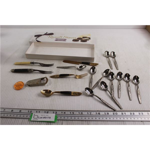 Assorted Flatware and Pin