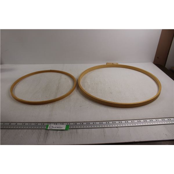 (2) Needlepoint Hoops - 13 1/2 , 17 1/2 