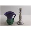 Image 5 : Purple and Green Pitcher, Blue and White Candleholder