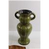 Image 4 : (2) Pieces Wooden Dishware, Green Vase