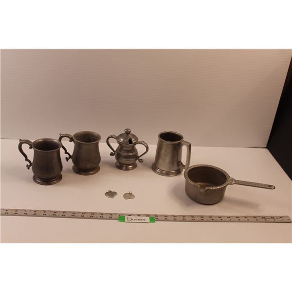 The Wilton Co. Cast Aluminium Goblets, Pot, Sugar Dish w/Lid & Beer Stein