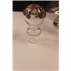 Image 2 : Glass Decanter w/Decorative Trim & (2) Stoppers (Chipped Glass on 1)