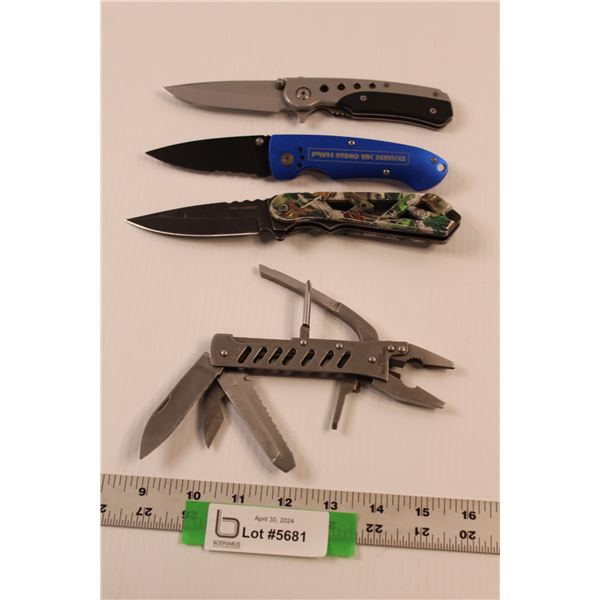 (4) Folding Knives/Multi Tool of Various Manufacturers and Condition