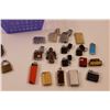 Image 3 : (17) Vintage and Newer Lighters & (3) Locks (No Keys) w/ Purple Basket