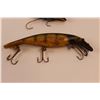 Image 2 : (4) Vintage Plug Fishing Lures (2- Wooden Repainted Or Paintless of Unknown Manufacturer, 1- 7.5" Ho