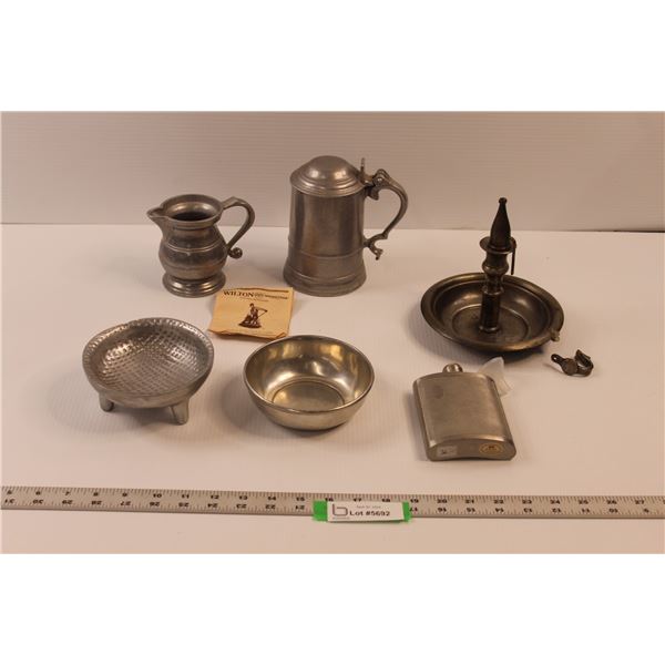 (2 pcs) The Wilton Co. Cast Aluminium (Beer Stein & Small Pitcher), Cast Aluminum Footed Dish, Pewte