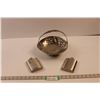 Image 1 : (3 Pcs) Pewter - (2) Flasks Made in Thailand & (1) Fruit Bowl w/Slightly Bent Handle