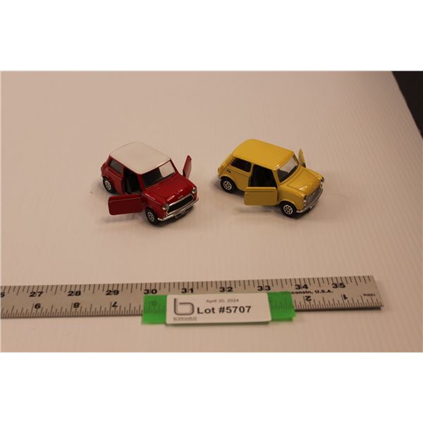 (2) Corgi Toys 1:36 Scale Die Cast Mini Coopers