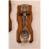 Image 4 : (3) Pewter Collector Spoons w/Wall Hanging Wooden Mounts - 1984, 1985 & 1986