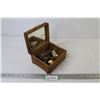 Image 1 : Vintage Wooden Jewelry Box w/Hair Trimmer - Straight Razor - Shaving Brush