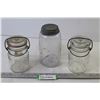 Image 1 : Vintage Canning Jars - (1) Bally CW Zinc Lid - (2) Perfect Seal Pint Jars C/W Wired Lids