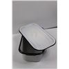 Image 8 : Stainless Opal Ware Bed Pan, Pot & Rectangular Pan w/Lid - All Enamel Coated Steel (Few Chips on Red