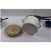 Image 3 : Enameled Pot w/Lid, Enameled Bowl(Chips), Enameled Cup(Chips), Aluminium Strainer & Potato Ricer