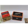 Image 2 : (2) Vintage Tins (Alpha Dustless Crayons, Bovril Cubes),(12+) Vintage Post Cards & Package of Printe