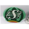 Image 3 : (2) Saskatchewan Rough Riders Fan Head Wear (Foam Watermelon Head, Inflatable Helmet - Untested) & (