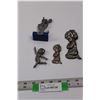 Image 1 : (4 pcs) Pewter Knick-Knacks (One w/missing Base) - Made in Italy